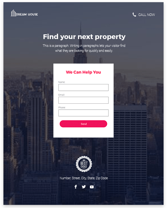 Real estate landing page designed by LOKAL