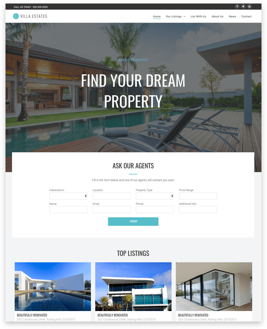 Real estate agency website designed by LOKAL